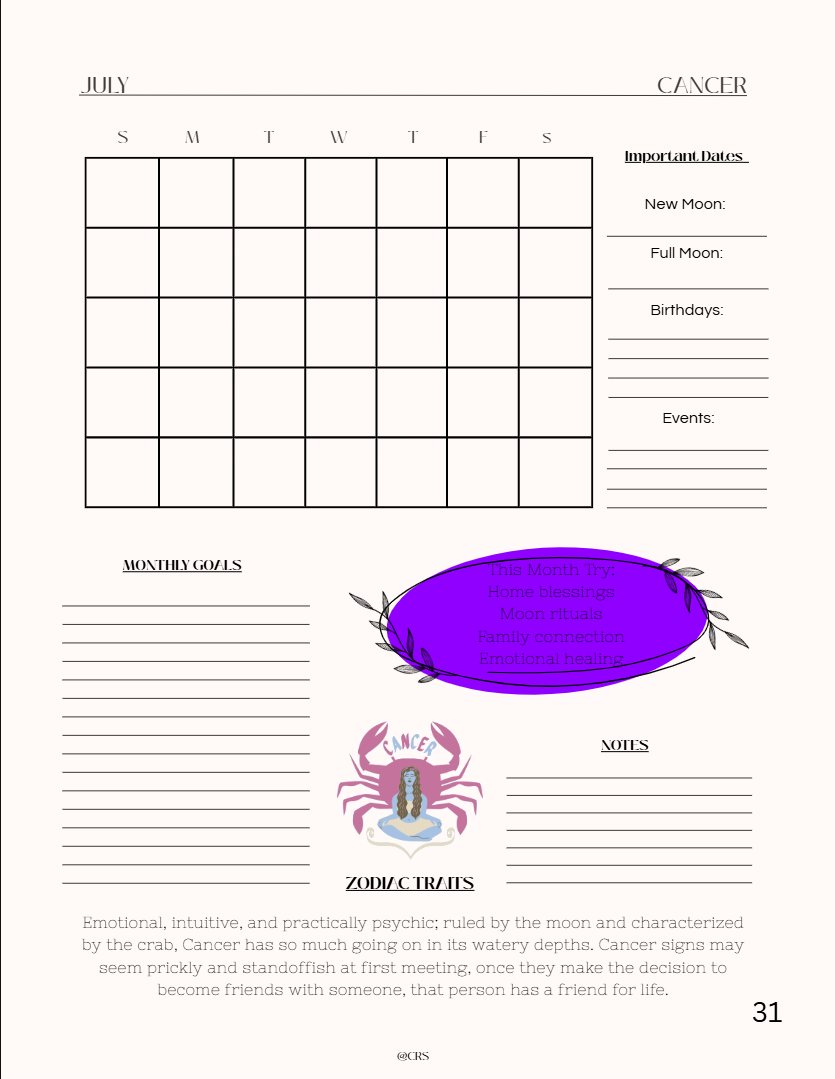 Witchy Ethereal Zodiac Planner